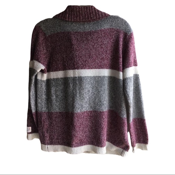 Silver Jeans Co Ladies Medium Grey & Purple Open Front Sweater Cardigan - Picture 4 of 4